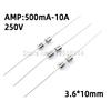 3.6*10MM Fuse 100MA 0.5A 1A 1.5A 1.6A 2A 3A 3.15A 4A 5A 6.3A 8A 10A 15A 3x10 250V Glass Tube Fuse Fast Break With Pin Fuses4
