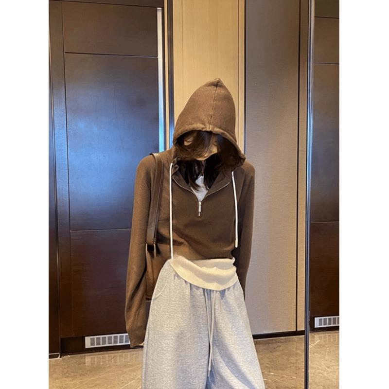 Women's Autumn and Winter Hooded Knit Long Sleeve Sweatshirt