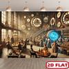 2D flat banner, 1 piece - Retro steampunk party backdrop fabricDJH
