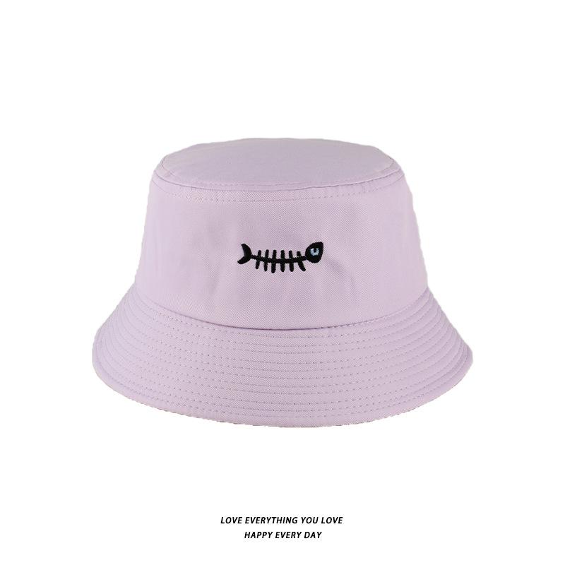 Bucket Hats Men And Women Skull Embroidered Fisherman Hat, Single-Sided Black Street Fashion Foldable Sunhat