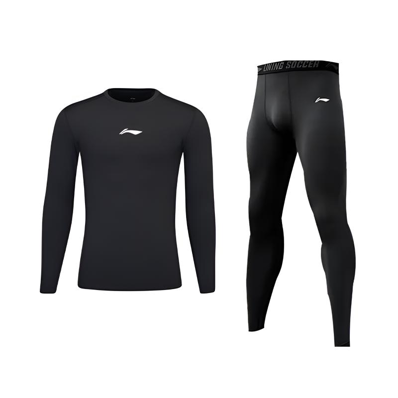Li-Ning Модный дышащий быстросохнущий высокоэластичный удобный универсальный фитнес-комплект Унисекс комплекты YUDV013-1+YULV023-1