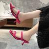 Мода 2024 года, лето, французские женские туфли на высоком каблуке, корейские женские туфли с квадратным носком, открытый носок, средний каблук, сексуальные сандалии, универсальная римская обувь