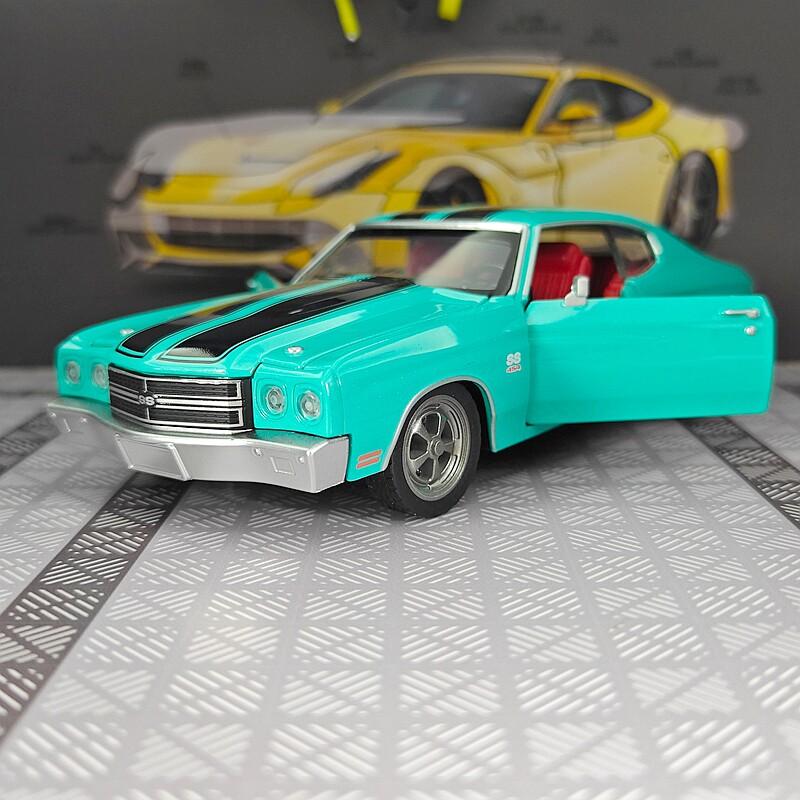 AABKB1 1:24 звуковых и световых эффекта Chevrolet Chevelle454 1970 сплав литая модель автомобиля рулевое управление детский игрушечный подарок для мальчика
