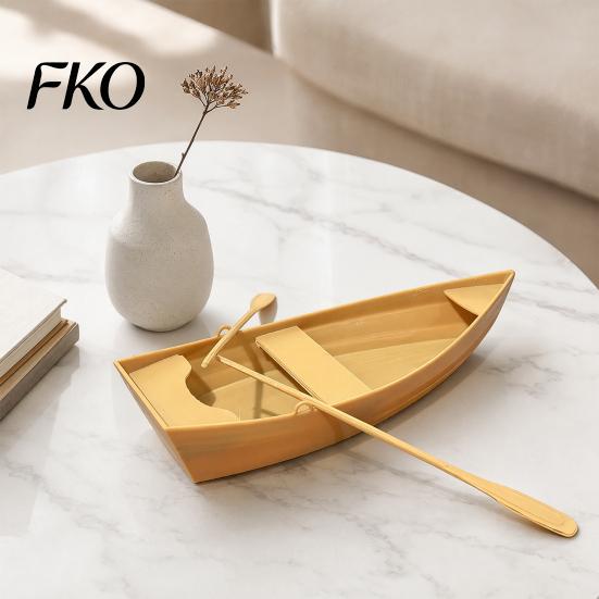 Minimalist Ornament 3D Printed Boat Figurine, Stable Ornaments with Paddle, Desktop Decoration Base Miniature for Home Office Display Creative