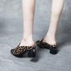 Туфли-лодочки с леопардовым принтом и цепочкой, женские туфли-мюли, кружевные сетчатые сексуальные туфли-лодочки, тапочки, осеннее дизайнерское платье, шлепанцы, Zapatillas De Mujer