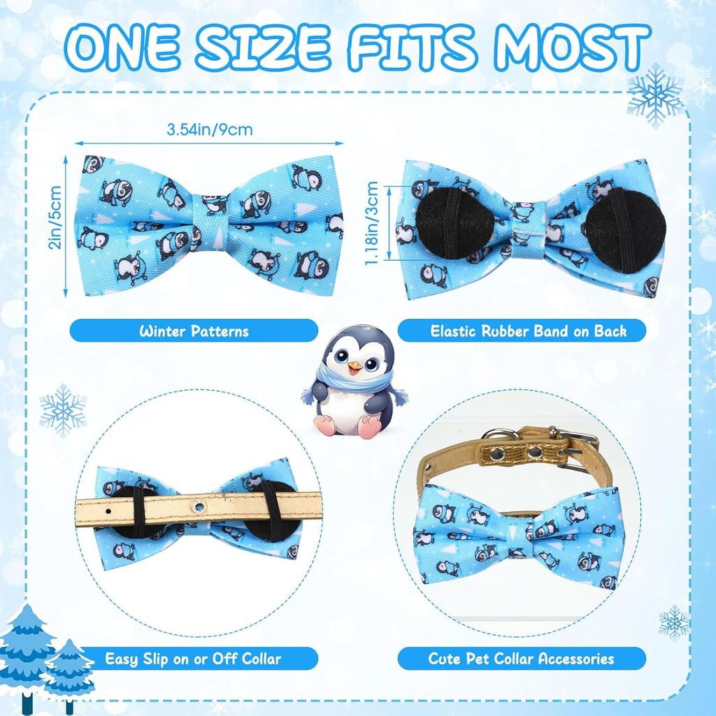 Sanwuta 60 Pcs Winter Collar Dog Bow Ties Bulk Dog Bowtie Accessories Puppy Bows Detachable Attachment Charms for Small Medium Large Dogs Cat Bows