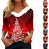 Рубашки с длинным рукавом для женщин Милые топы Рождественские принты Футболки Блузки Повседневные топы больших размеров Базовые топы Пуловеры
