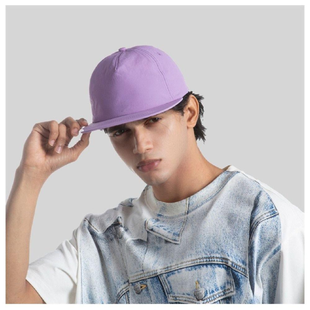 Solid Color 5 Panel Peaked Hat Quick Drying Snapback Cap Sun Protection Hat for Men and Women