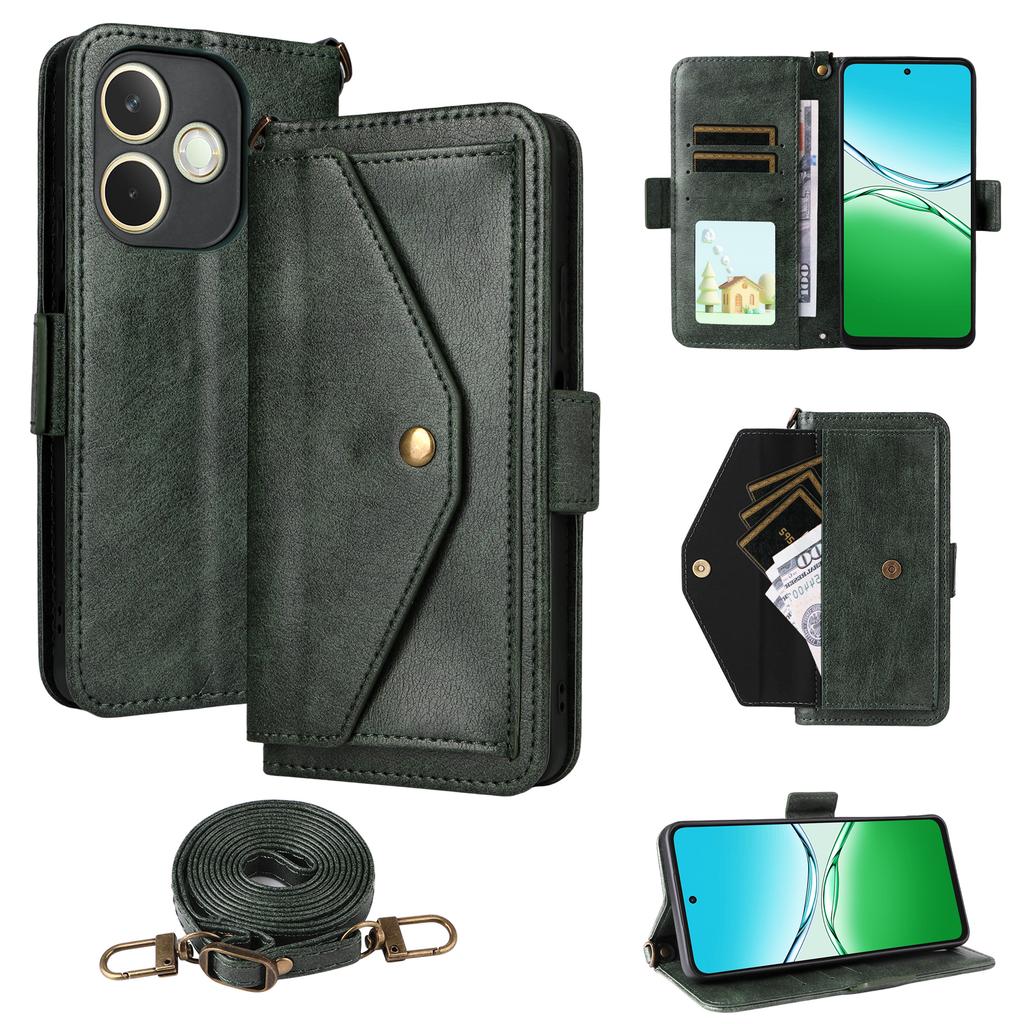 For Oppo A5 Pro 5G (Global)/A5 Pro 4G (Global) Leather Case Magnetic Closure Wallet Stand Phone Cover with Crossbody Strap