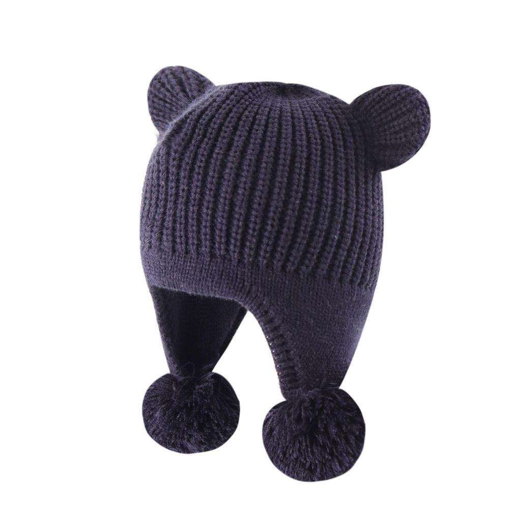 2023 Autumn Knitted Hat with Double Pom Pom Bear Ears - Cute, Cozy, and Windproof Ear Protection