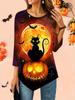 Женская свободная футболка с круглым вырезом и рукавом три четверти, 3D-рисунок на Хэллоуин, идеальный подарок на Хэллоуин и Рождество