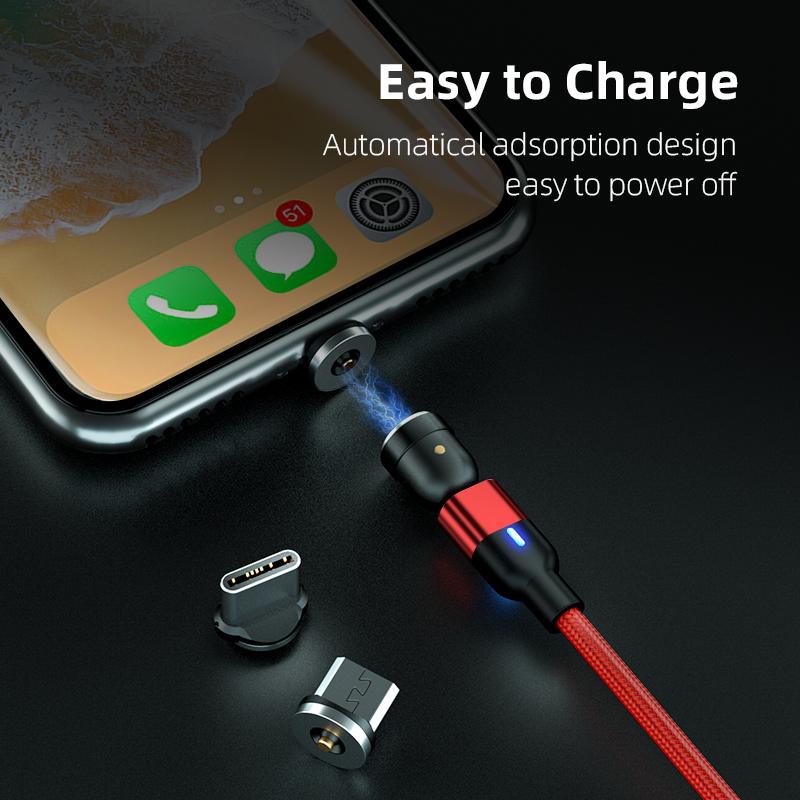 1 м 2 м 3 м Магнитный зарядный кабель Micro USB Type C телефонный зарядный кабель для Samsung Xiaomi USB шнур провод 540 градусов вращающийся
