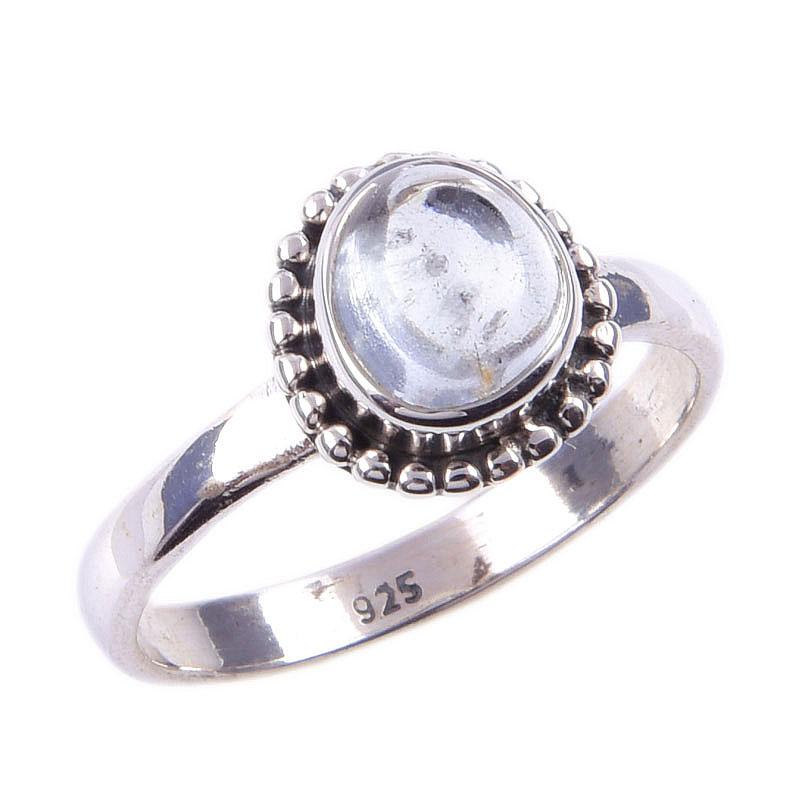 Кольцо из чистого серебра 925 пробы с натуральным аквамарином, размер 6, G7r35