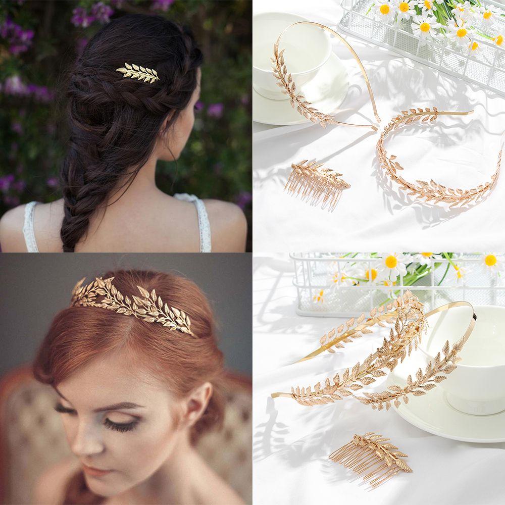 Bridesmaid Headwear Tiara Leaves Hair Bands Bride Headbands Metal Gold Leaf Wedding Hair Crown
