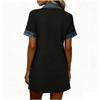 Women's Denim Printed Patchwork Dress Short Sleeve Button Up Dresses Loose Tshirt Dresses Casual  Dress