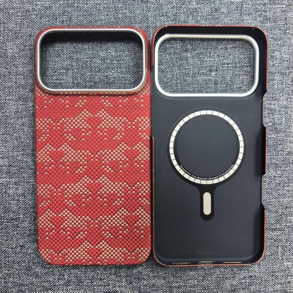 Магнитный чехол Kevlar для iPhone 17 Pro Max - Ударопрочная крышка из углеродного волокна