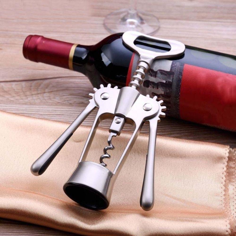 Zinc Alloy Wine Corkscrew Wing Design Stainless Steel Spiral Bottle Opener Professional High Hardness Wine Cork Remover Kitchen