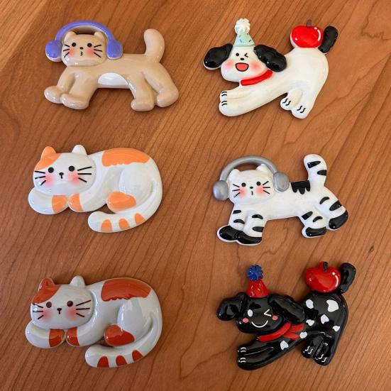 Мультяшная собака смола магнит на холодильник DIY кошка 3D котенок щенок магнитный