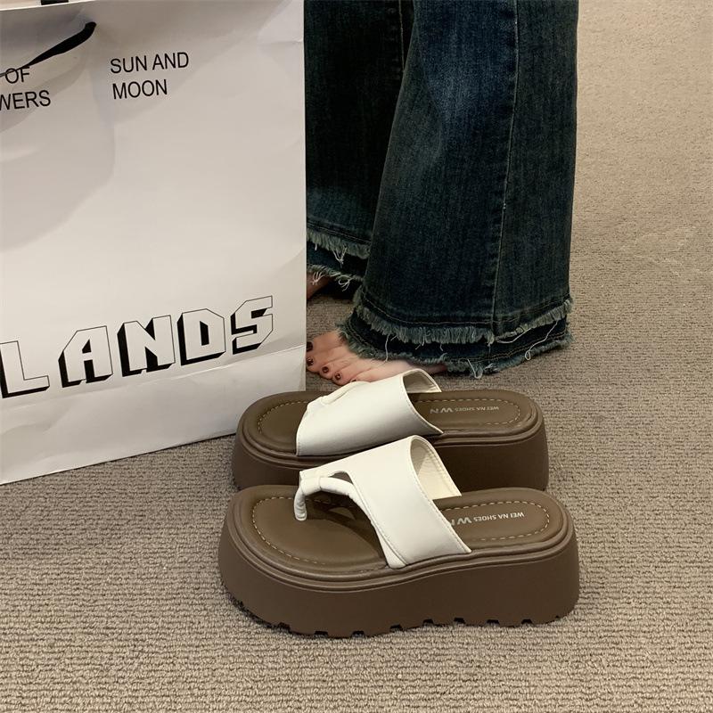 Модные пляжные туфли Домашние тапочки Тапочки на платформе Женские шлепанцы Сабо Натуральная кожа 2025 Женская обувь из натуральной кожи Женские тапочки
