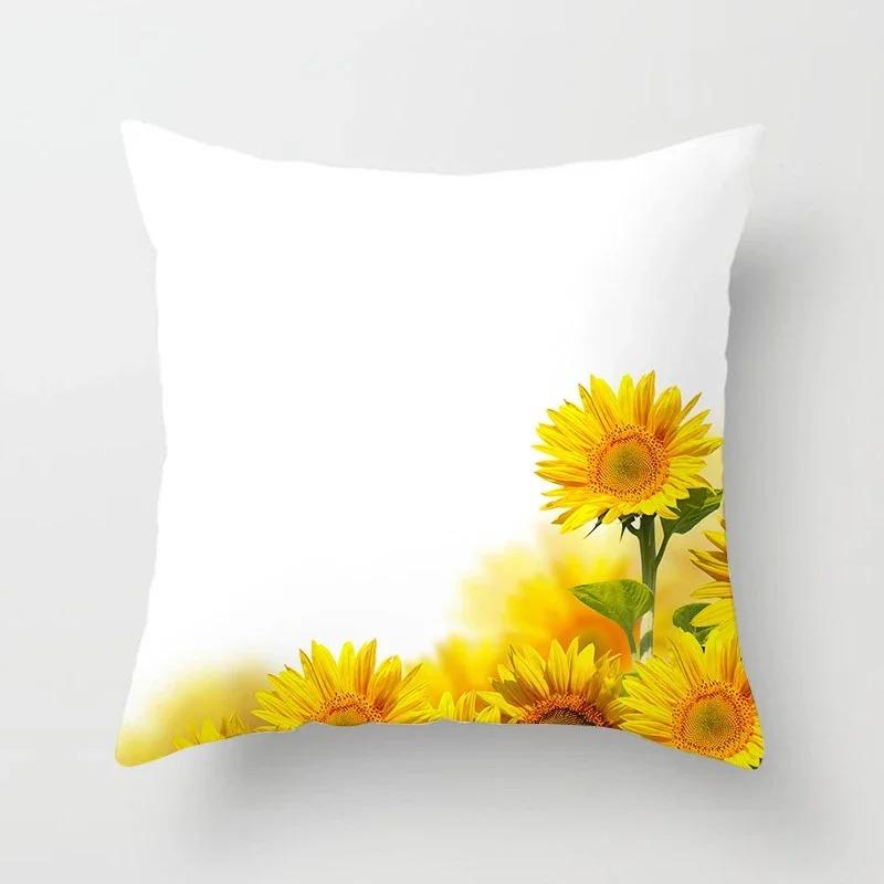 Office Living Room Home Pillowcase Sunflower Print Pattern Pillowcase Car Ornaments