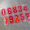 1PC Red Laser Motorcycle Number Stickers Funny for Scooter Front Fairing Racing Helmet Self-adhesive Waterproof Vinyl Decals