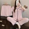 Little fresh fairy style summer new short-sleeved pajamas women's lazy sense loungewear cloud cotton three-piece set