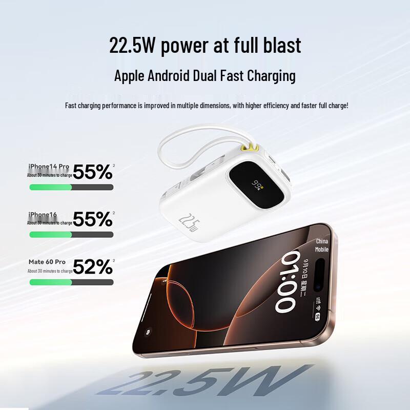 Baseus Power Bank 20000 мАч, 22,5 Вт, со встроенным кабелем, быстрая зарядка