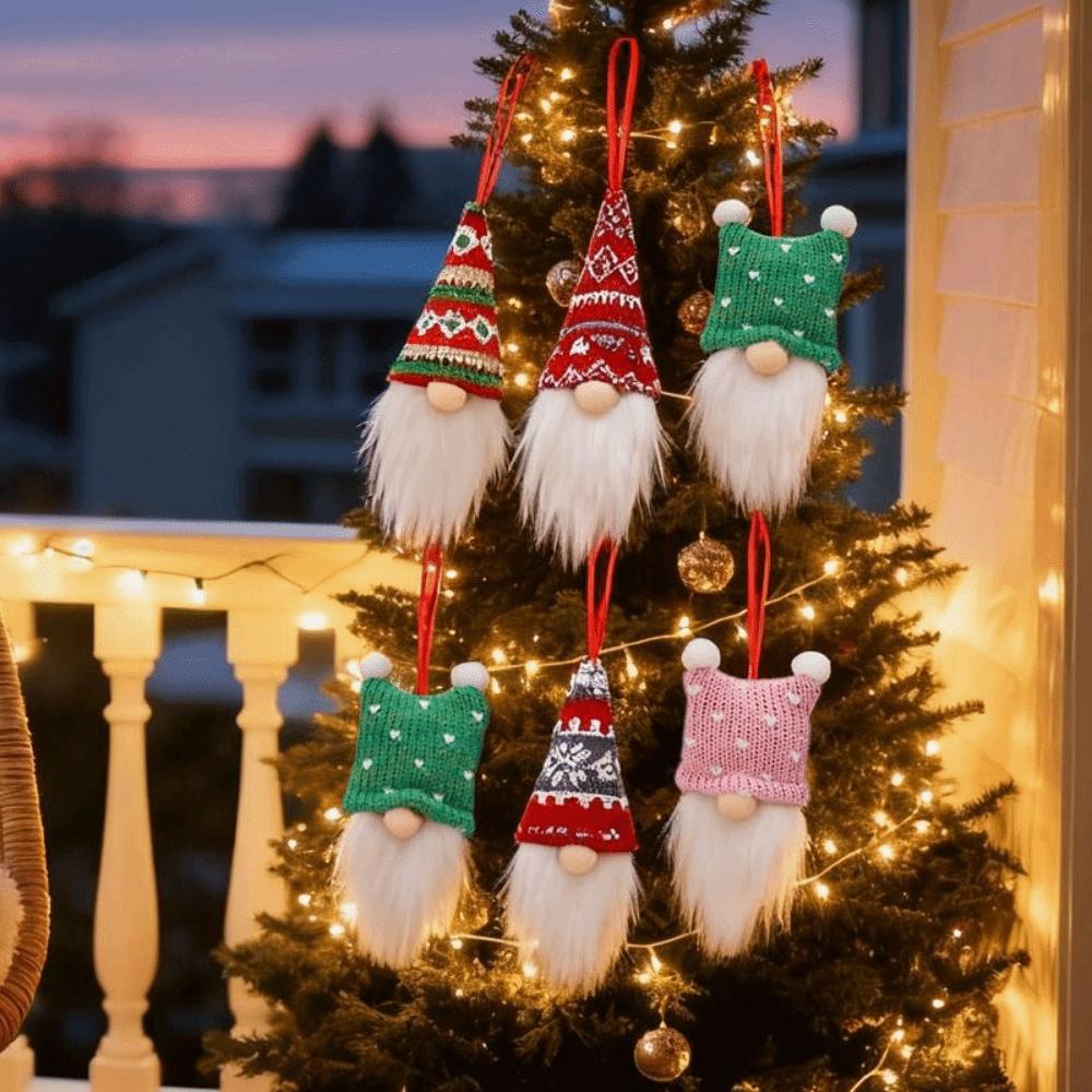 3/6Pcs Faceless Doll Hanging Christmas Tree Pendants New Year Celebration