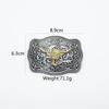 Western Bull Head Belt, Smooth Buckle Cowhide Belt, Men's Buckle with Pattern Bottom