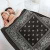 Black Paisley Bandana Flannel Throw Blanket Classic Western Bandana Pattern Soft Cozy Bed Blanket