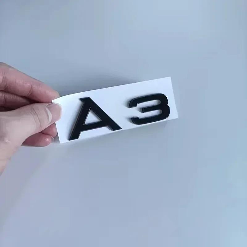 AUDI A3 4 Ring logo ABS Black Car Hood Front Bonnet Grill Rear Trunk Emblem Sticker A3 mark Quarrto Emblem For A3 2010-2020