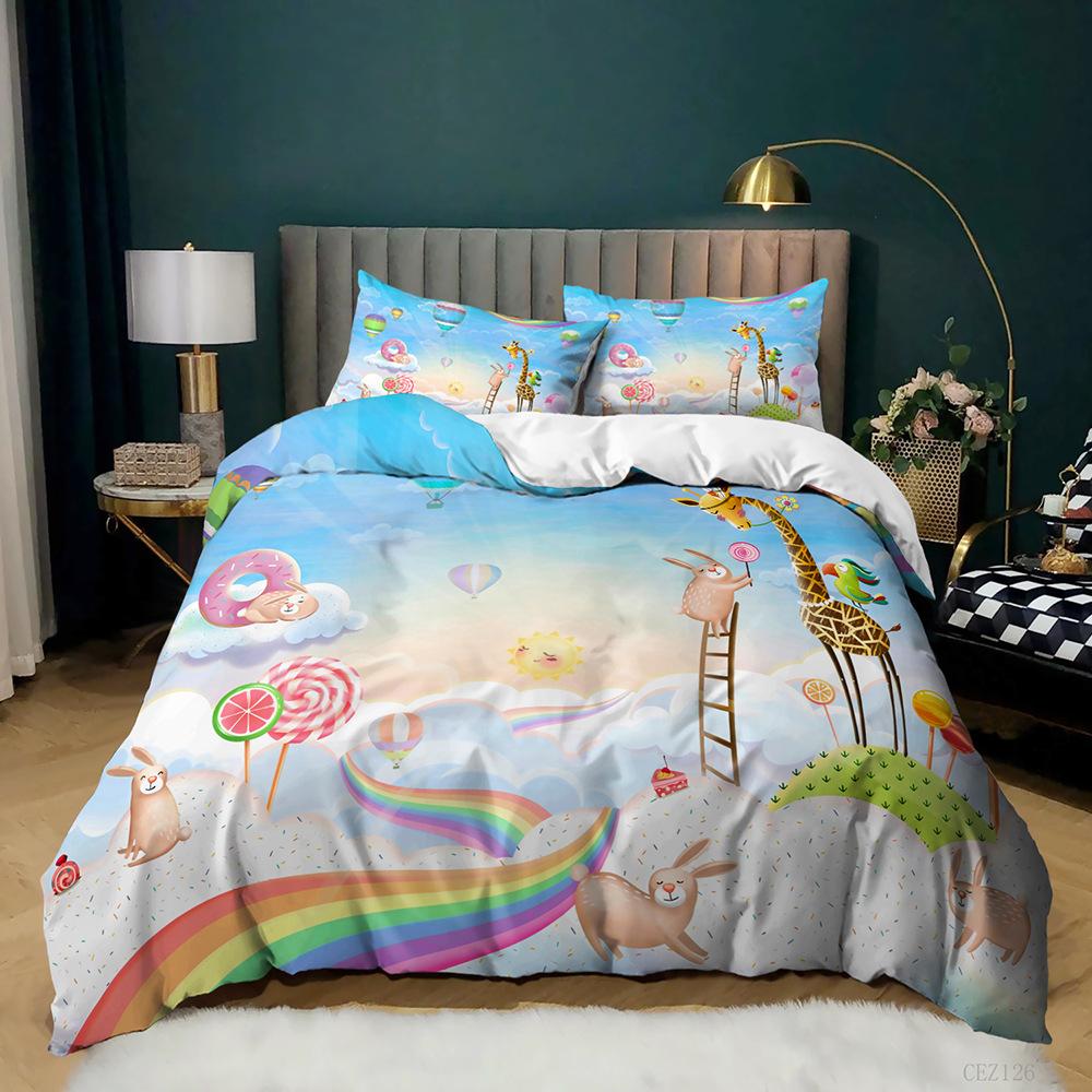 Комплект постельного белья с изображением животных Queen Cute African Animal Print Twin Комплект постельного белья из микрофибры с красочными животными джунглей для вечеринки в зоопарке Покрывало для пододеяльника