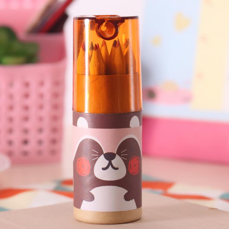 Детский набор мультяшных мини-цветных карандашей 12 цветов для рисования в начальной школе