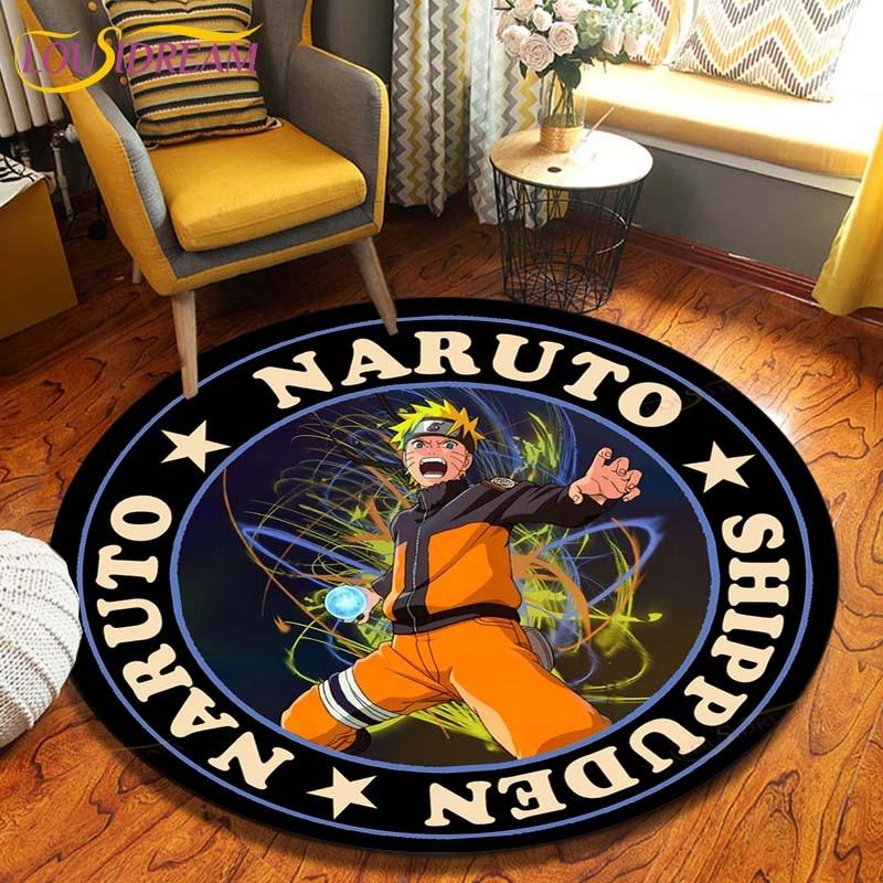 Круглый ковер в стиле аниме «Наруто», напольный коврик для спальни, фланелевый ковер с животными, противоскользящий детский игровой коврик, декоративные коврики для детской комнаты