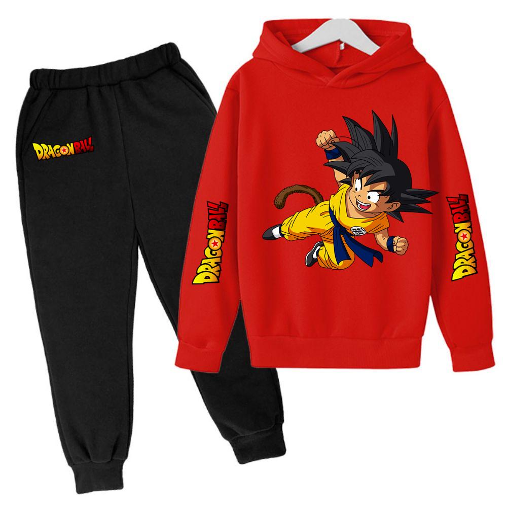 2025 MINISO New Winter Dragon BallHoodies+panrts Kids Clothes Boys Goku Sets for Children Sizes 100-160 Street Suit Kawaii Fashion Tops Anime