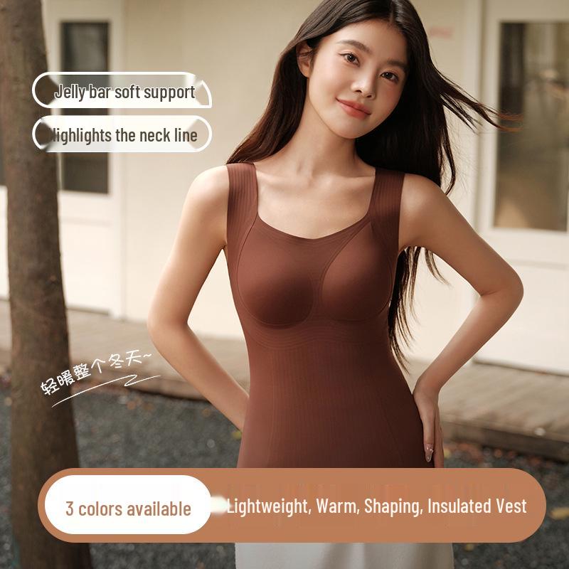 Seamless Fleece Shaping Vest: Flannel Warmth, Abdomen Control, Bra-Free Support for Women