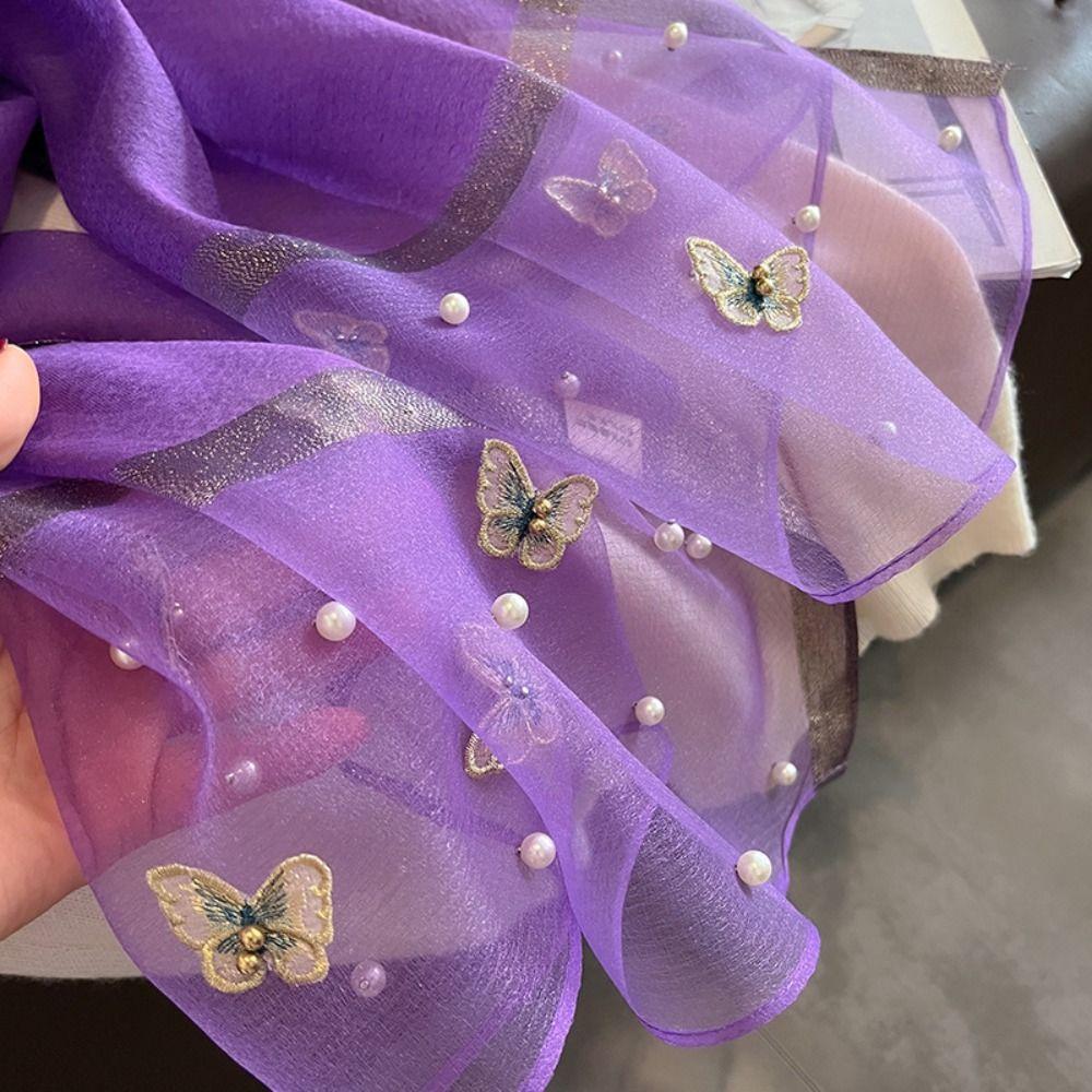 Butterfly Butterfly Embroidered Scarf Breathable Bandana Luxury Headkerchief Spring