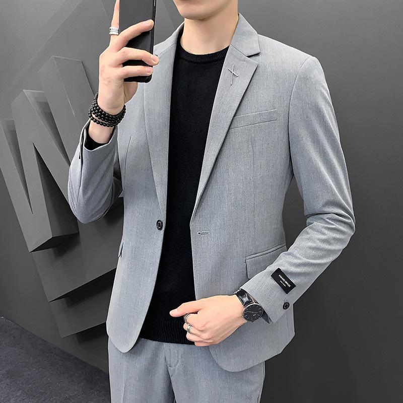 Мужской тонкий костюм корейской версии красивого трендового тонкого цельного мужского повседневного маленького пиджака