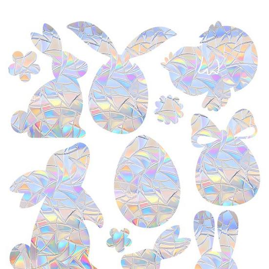 1/3 листа пасхальная наклейка на окно водонепроницаемая ПВХ голографическая наклейка на стекло в виде ловца солнца кролика, яйца, цветка, праздничная наклейка для украшения вечеринки