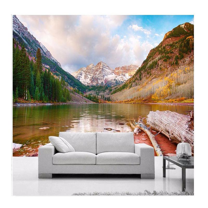 Фреска Спальня Природа Снежные Горы Озера Пейзаж 3d Обои Домашний Декор Настенные Обои Для Стен
