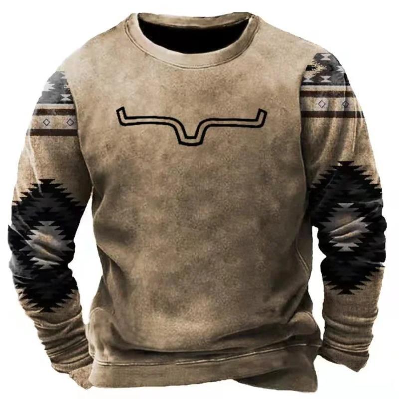 Зимняя мужская футболка с длинным рукавом Harajuku Ethnic Wind Graphics Vintage Clothes Pullover Shirt Casual Street Loose Casual Tee Top