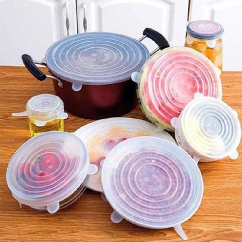 6 шт. силиконовые крышки для пищевых продуктов, крышки для чаш, кухонные гаджеты, высокая стабильность, пыленепроницаемость, свежесть, пищевой класс, многофункциональные, гибкие