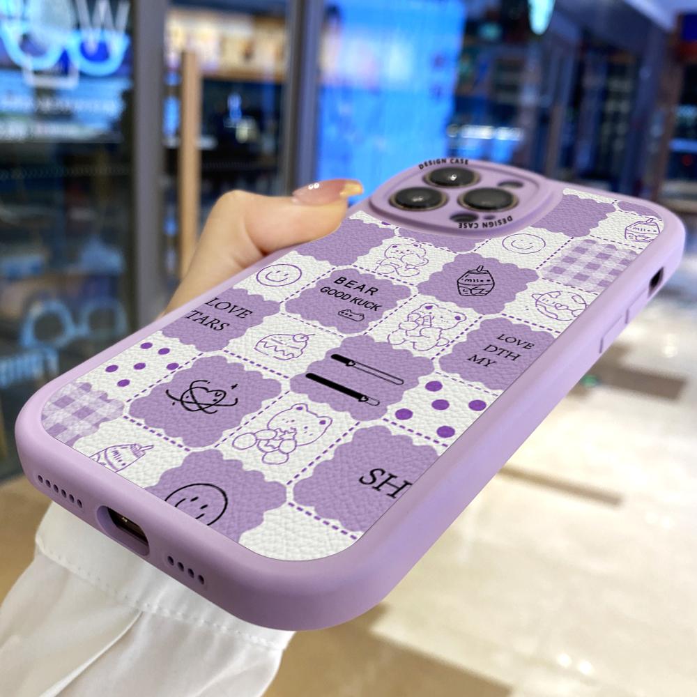 Тонкий чехол из искусственной кожи с изображением милых медведей из мультфильма для Samsung Xiaomi Poco Redmi