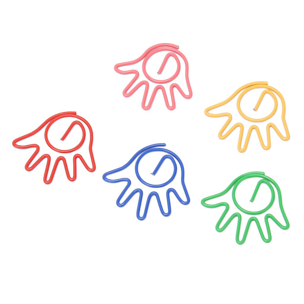 100 шт. милые скрепки в форме руки, разные цвета, гальванизированные, необычные скрепки для семьи 