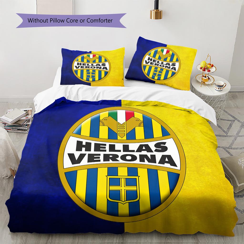 Hellas Verona FC Pattern Bedding Quilt Set Home Decoration Gift (1 * duvet cover + 2 * pillowcase without core)
