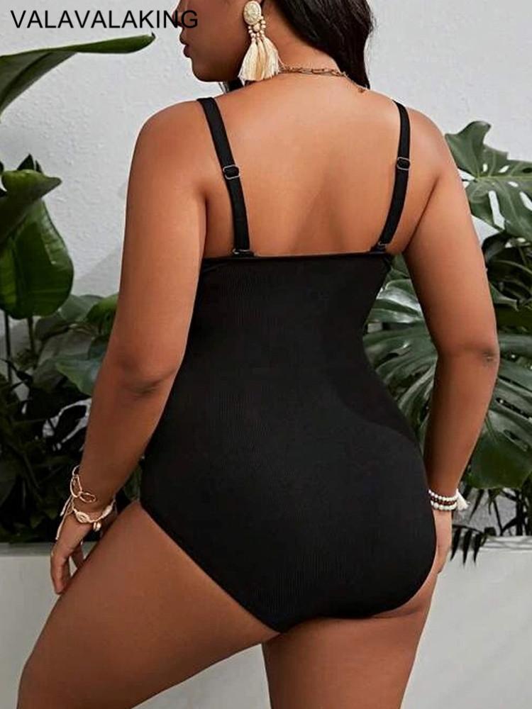 2025 сексуальный черный купальник большого размера с бретельками для женщин, пуш-ап, большой цельный купальник, пышный бразильский пляжный купальник для пухлых