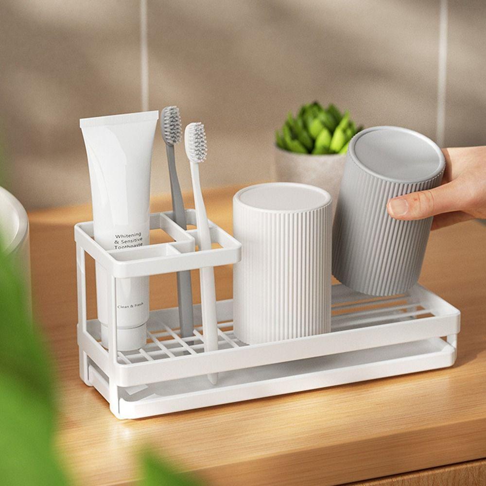 Drainable Cosmetics Storage Rack Multi-function Toothpaste Shelf Convenient Toothbrush Holder Home