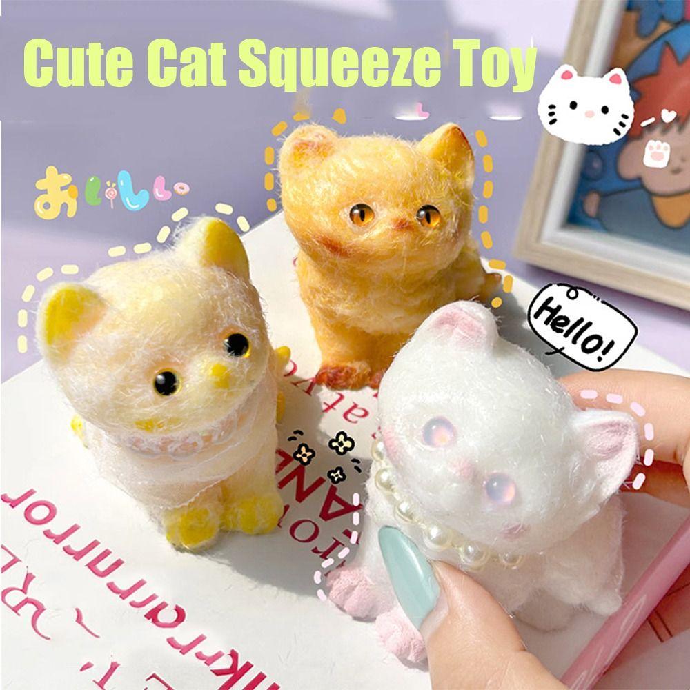 TPR Cat Squeeze Toy Plush Pinch Decompression Toy Interesting Cartoon Fidget Toy  Kids Tricky Doll