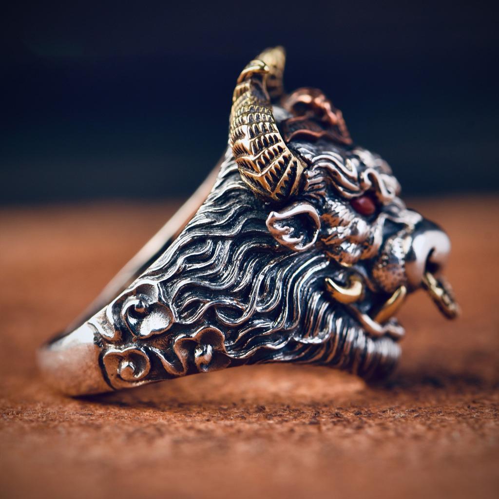 Ring with Bull Head for Men and Women, Open Style New Year Gift, Index Finger Ring, Domineering Carving