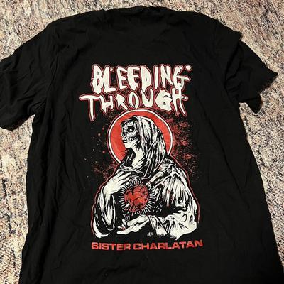 Bleeding Through Рок Металл Группа Черный Цвет Тяжелый Хлопок Полный Размер Футболка BL270 Унисекс Футболка
